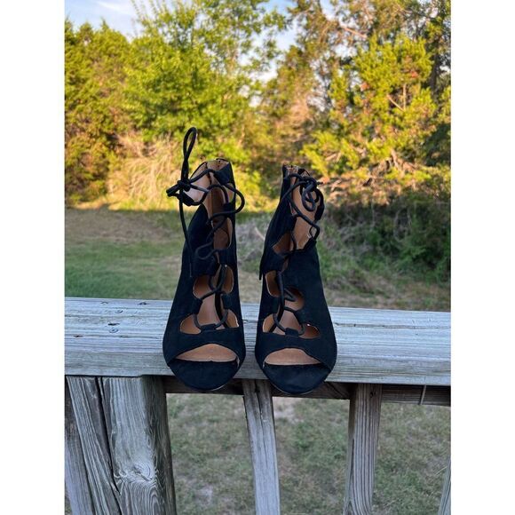 Nine West Peep Toe Lace up Heels - Picture 3 of 11